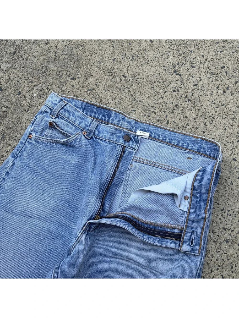 Vintage 90s Levi’s 517 Orange Tab Jeans 36x32 Bootcut Flare Light Wash Denim